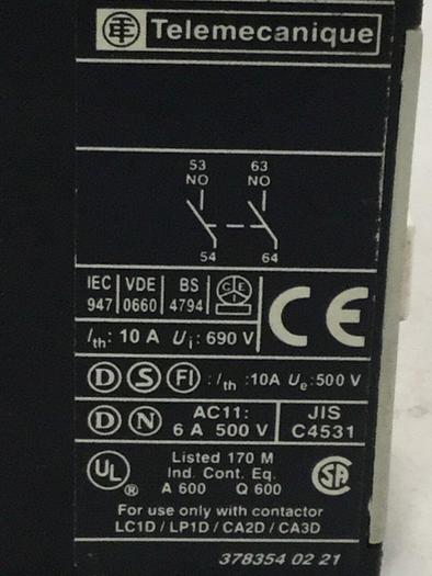 Used TELEMECANIQUE Contact Block LA1DN20 #104984