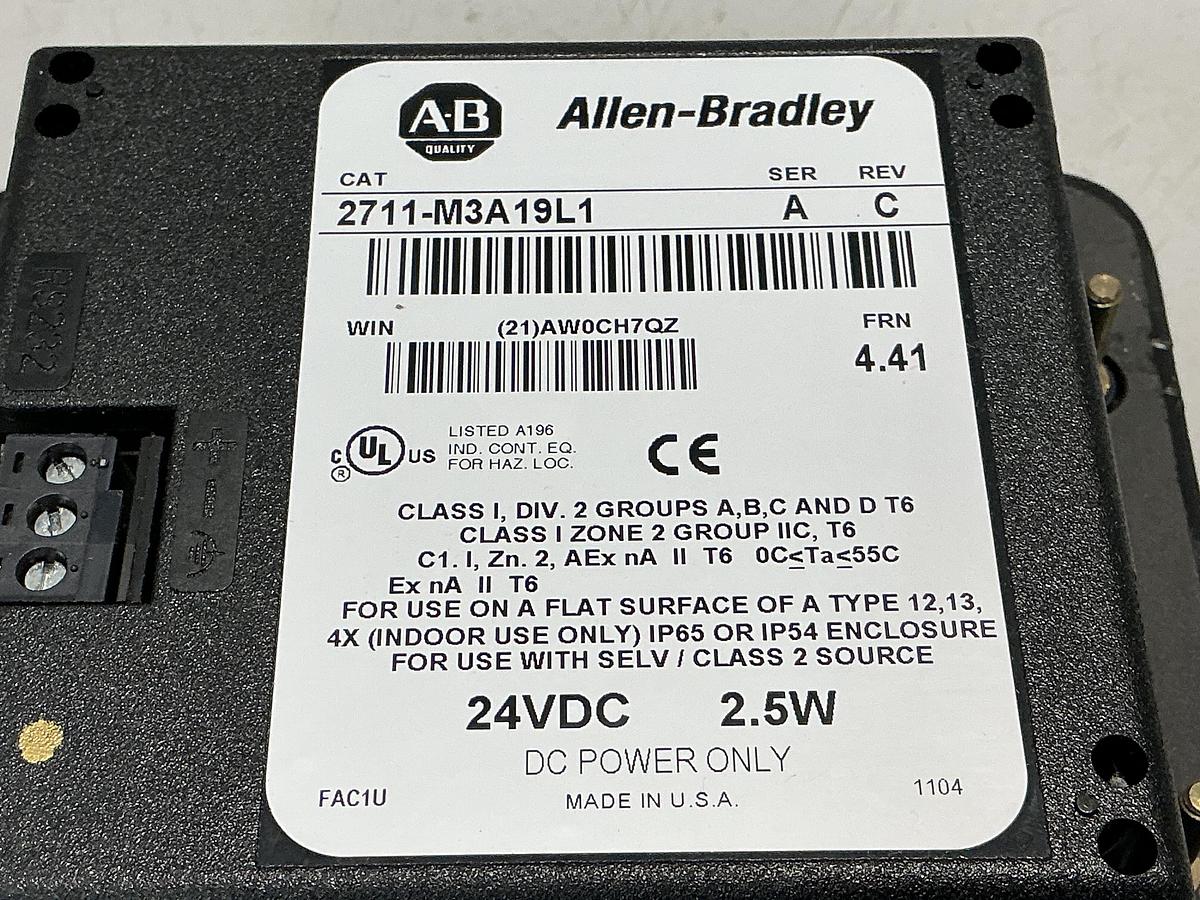 Used ALLEN BRADLEY 2711-M3A19L1
