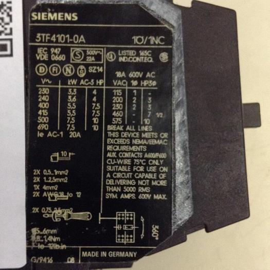 Used SIEMENS Contactor 3TF4101-0A #72771