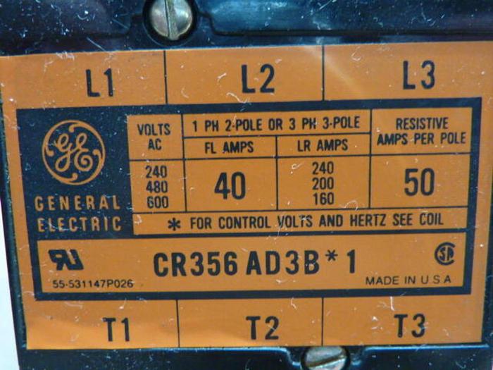 Used GENERAL ELECTRIC / GE Contactor CR356AD3B.1 #36656