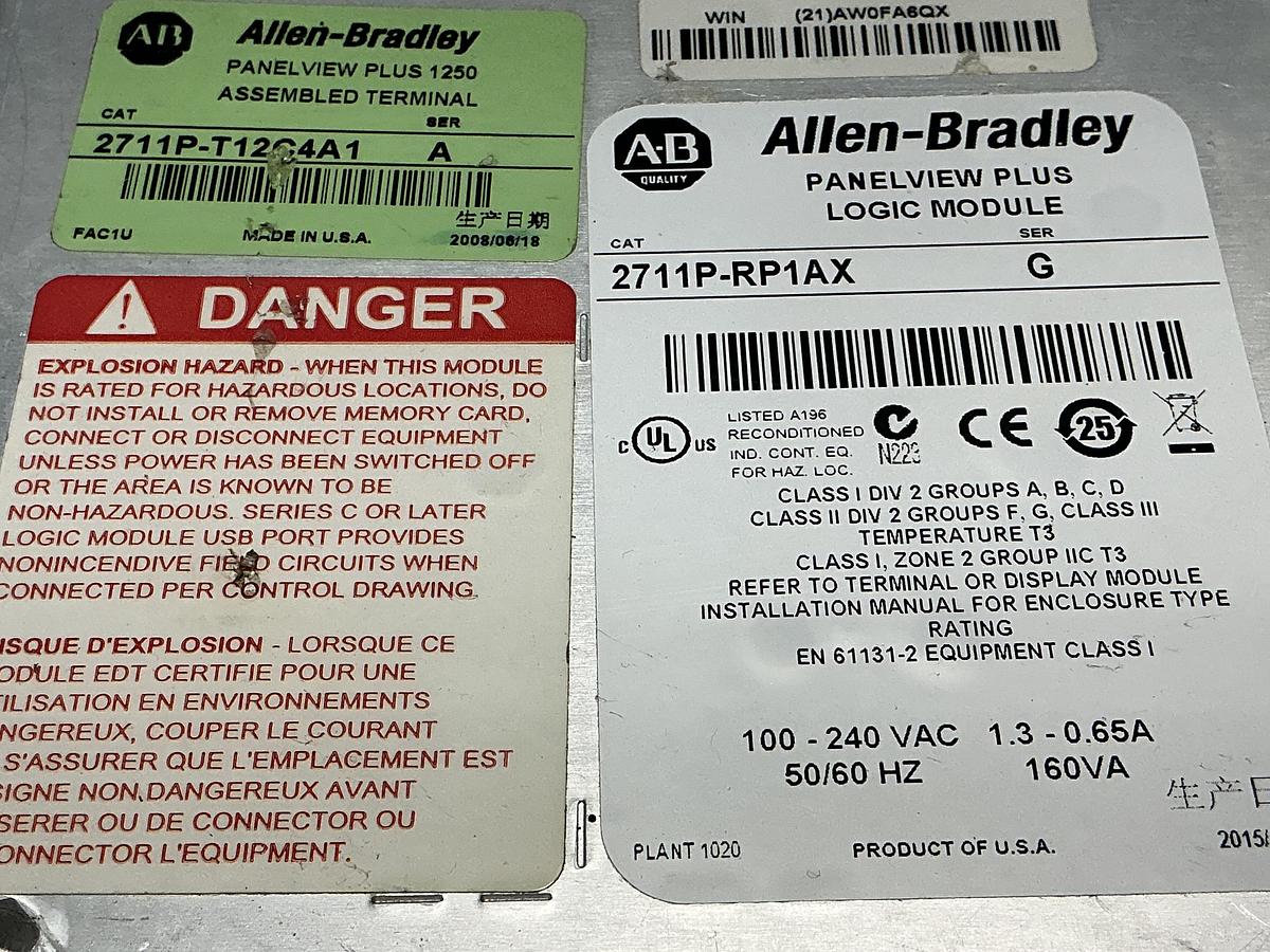 Used ALLEN BRADLEY 2711P-RP1AX SER G