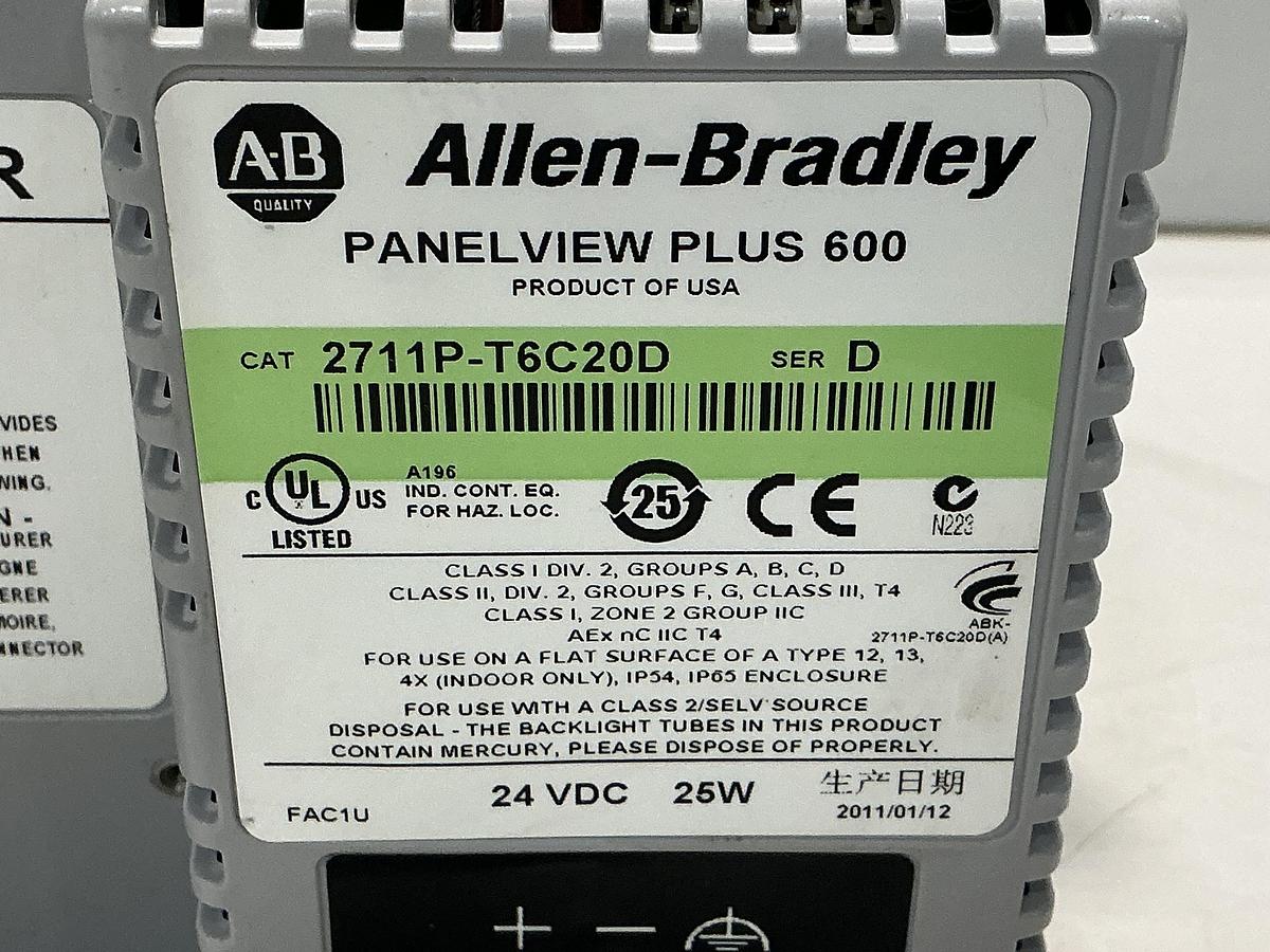 Used ALLEN BRADLEY 2711P-T6C20D