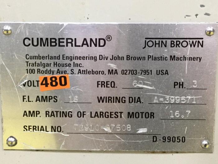 Used CUMBERLAND 5 HP Grinder / Granulator, 8X12, Used