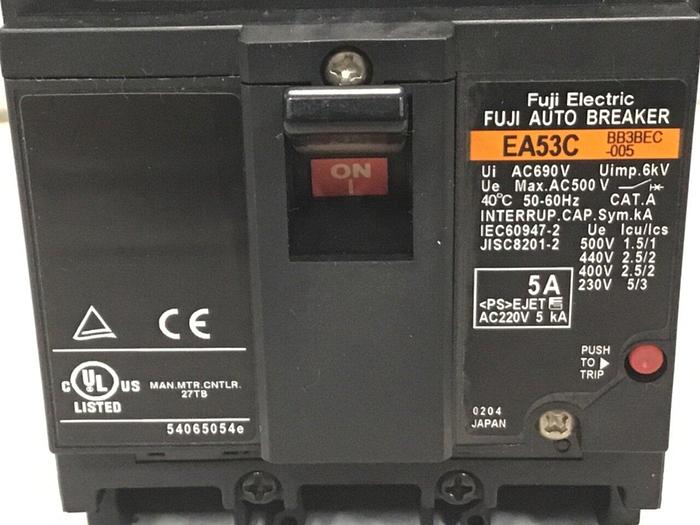 Used FUJI ELECTRIC 5 Amp Circuit Breaker EA53C-5 #127426