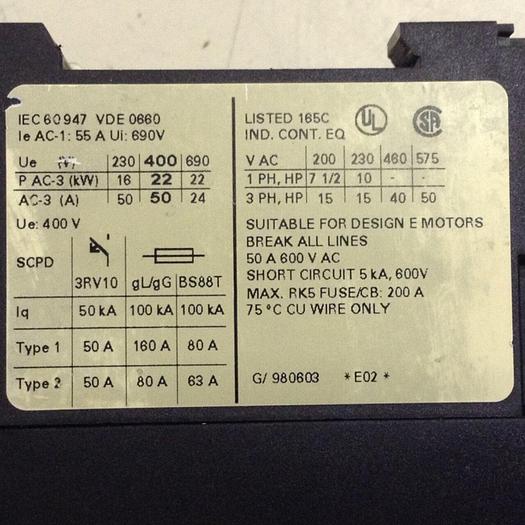 Used SIEMENS Contactor 3RT1 036-3AK60 #86701