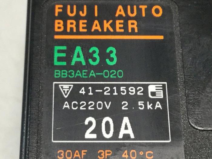 Used FUJI ELECTRIC 20 Amp Breaker EA33-20 #109122