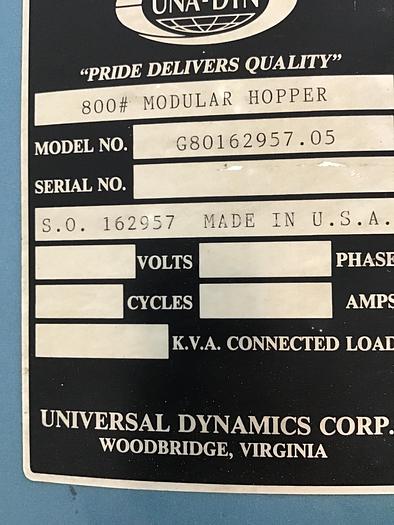 Used UNA-DYN Auto Mini Desiccant Dryer w/Hopper & Stand UDC-150 HOPST Used #142058