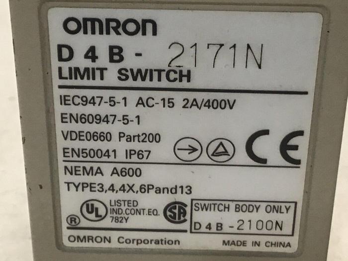 Used OMRON Limit Switch D4B-2171N #121568