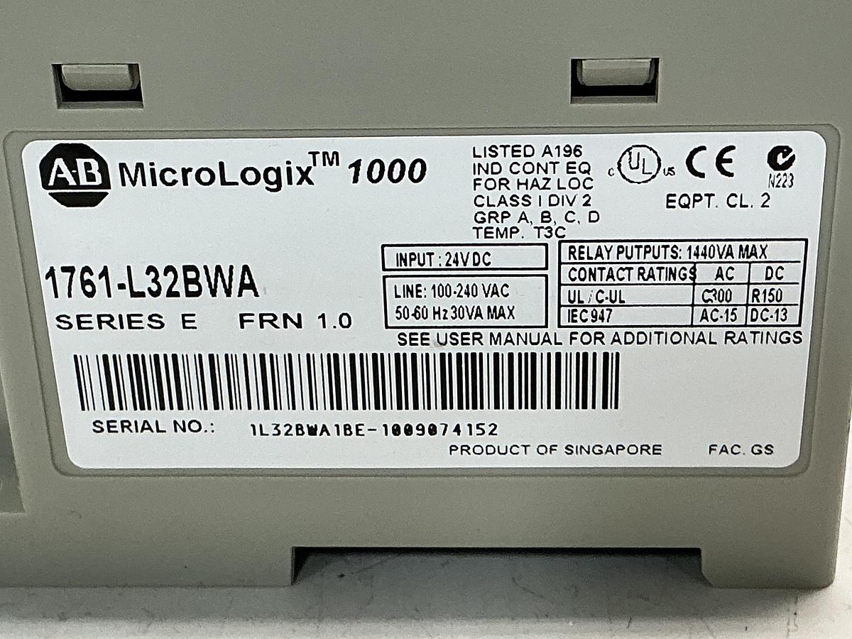 Used ALLEN BRADLEY 1761-L32BWA SER E