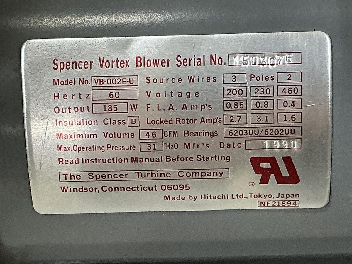 Used SPENCER VORTEX VB-002E-U