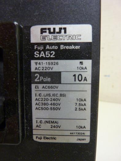 Used FUJI ELECTRIC 10 Amp Auto Circuit Breaker SA52-10 #75748