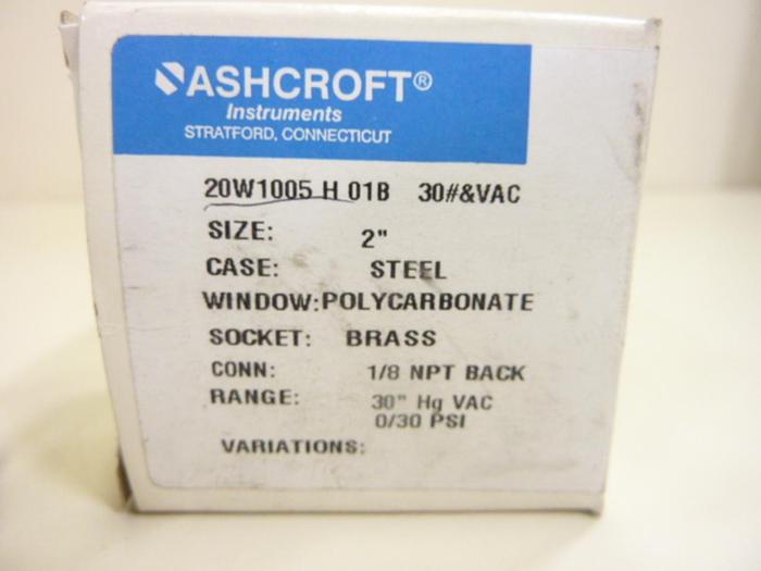 ASHCROFT Gauge 20W1005 H 01B 30 #44672