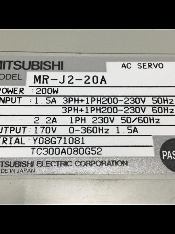 Used MITSUBISHI AC Servo MR-J2-20A USED
