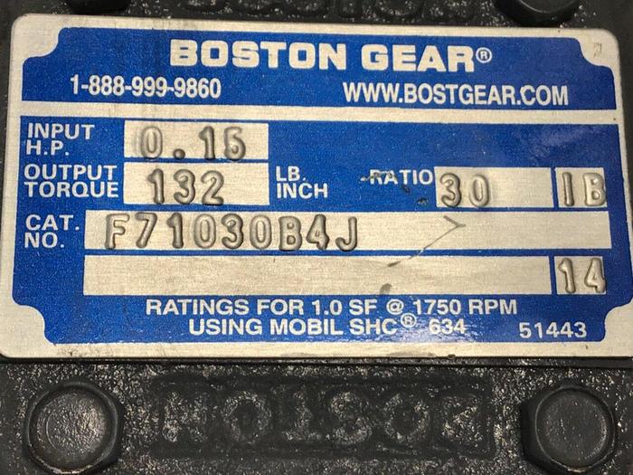 Used BOSTON GEAR Gearmotor F71030B4J #119461