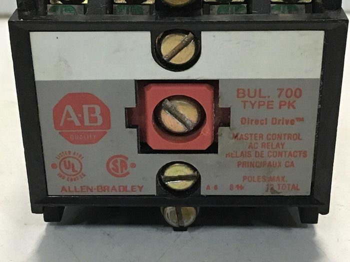 Used ALLEN BRADLEY Master Control AC Relay 700-PK400A1 SER B #113700