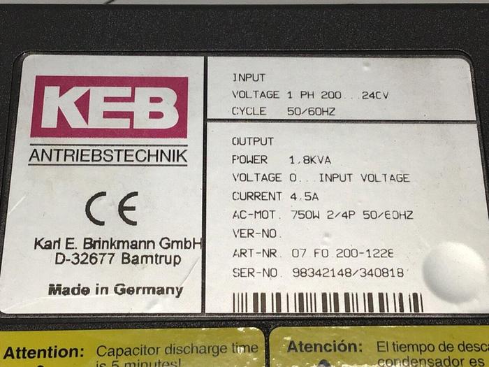 Used KEB Combivert Drive 07.F0.200-1228 Used