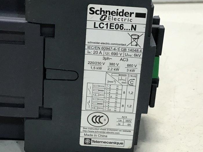 Used SCHNEIDER ELECTRIC Contactor LC1E0610 #123996