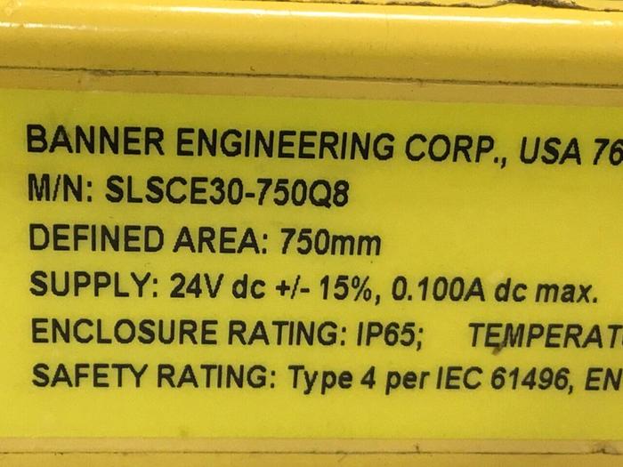 Used BANNER ENGINEERING Light Curtain Emitter SLSCE30-750Q8 USED