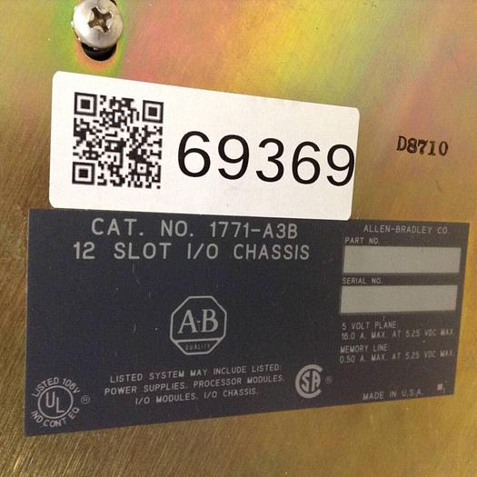 Used ALLEN BRADLEY Card Slot Rack 1771-A3B #69369