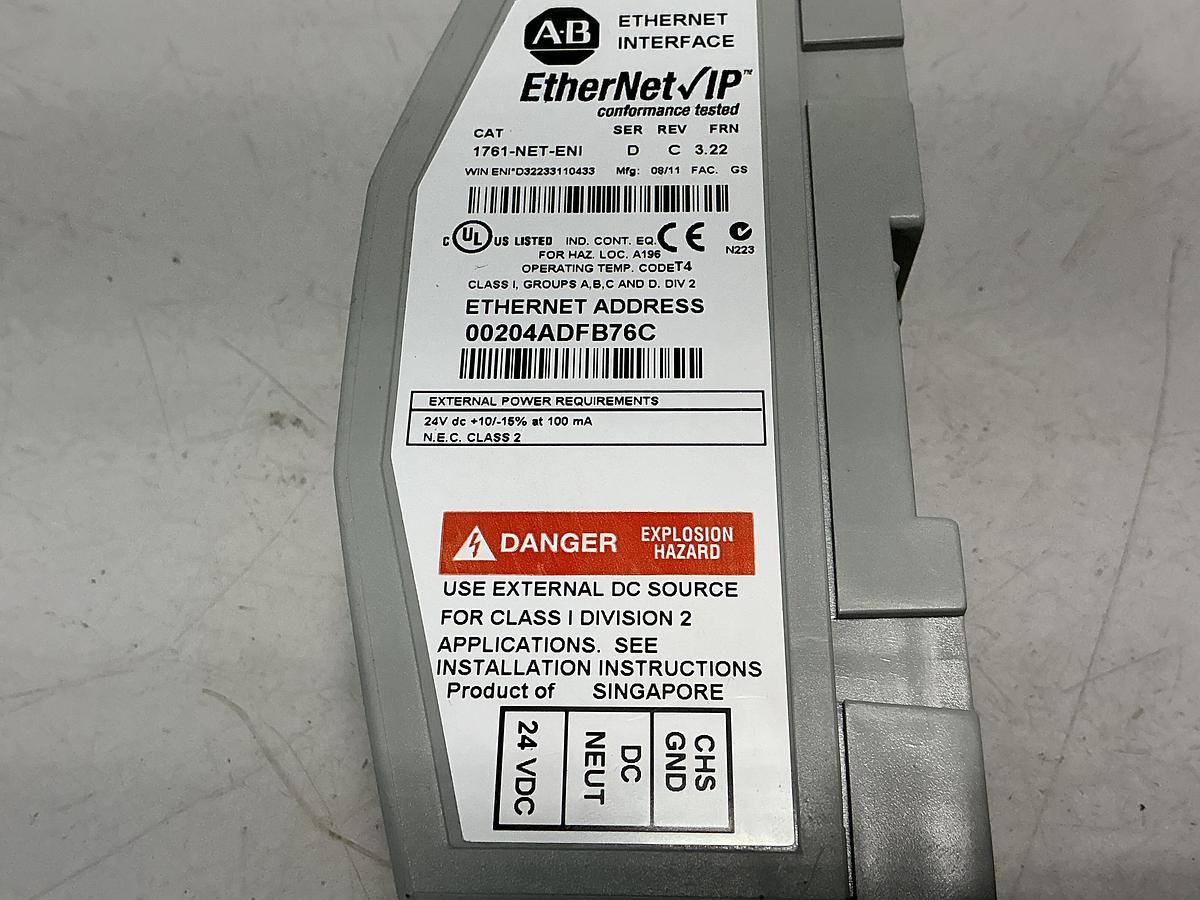 Used ALLEN BRADLEY 1761-NET-ENI SER.D