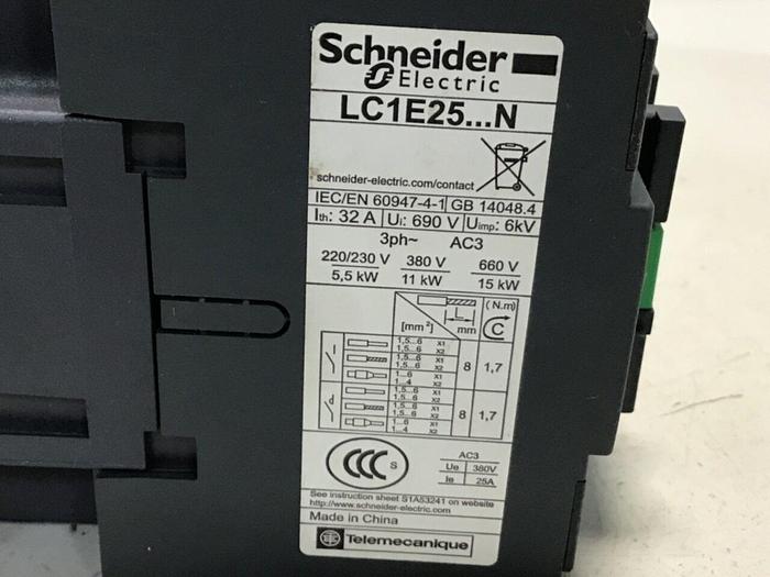 Used SCHNEIDER ELECTRIC Contactor LC1E2510 USED #123983