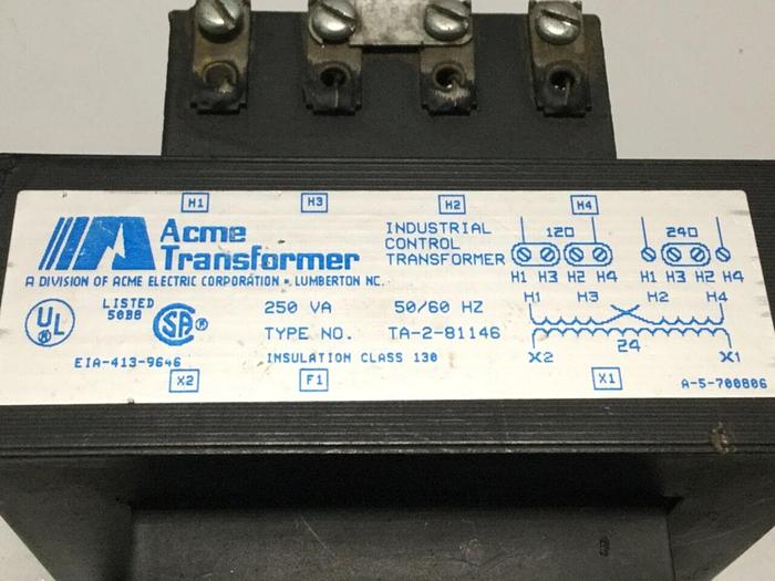 Used ACME TRANSFORMER 250 VA Transformer TA-2-81146 #109560
