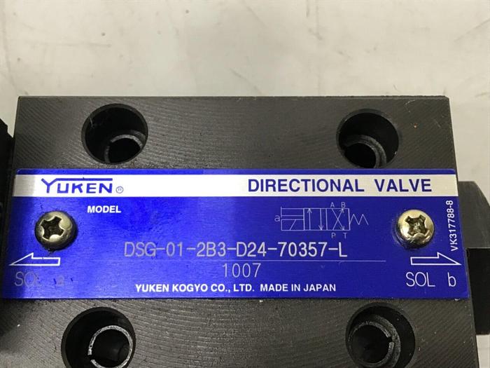 Used YUKEN Directional Valve DSG-01-2B3-D24-70357-L #118272