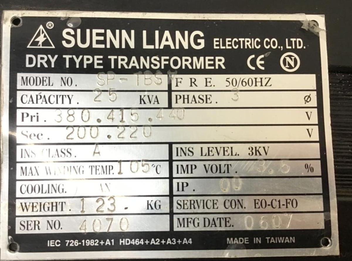 Used SUENN LIANG ELECTRIC 25 kVA Transformer SP-TBSM USED