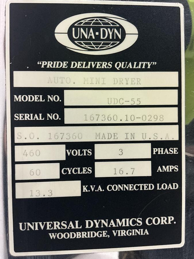 Used UNA-DYN UDC-55 Dryer