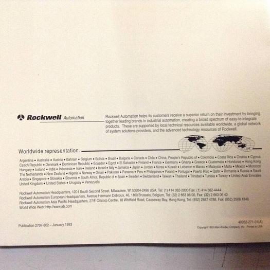 Used ALLEN BRADLEY User Manual 2707-802 #70844
