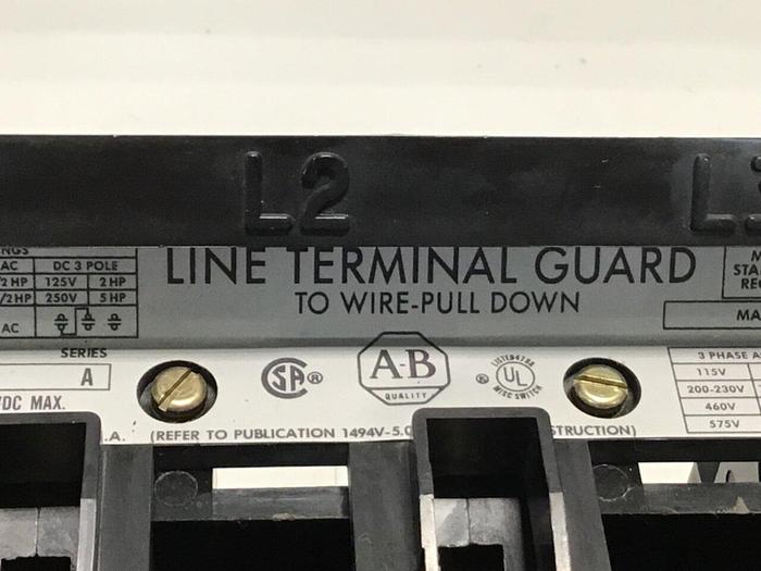 Used ALLEN BRADLEY 30 Amp Disconnect Switch 1494V-DS30 SER A #126256