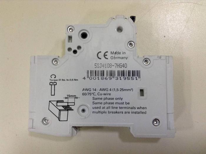 Used SIEMENS 8 Amp Circuit Breaker 5SJ4108-7HG40 #86046