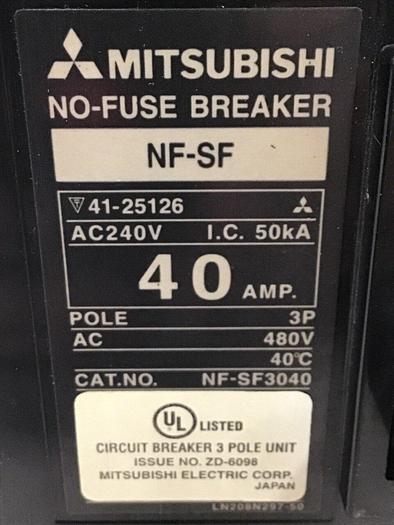 Used MITSUBISHI 40 Amp Circuit Breaker NF-SF3040 #140633