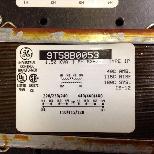 Used GENERAL ELECTRIC / GE 1.50 kVA Transformer 9T58B0053 #80445