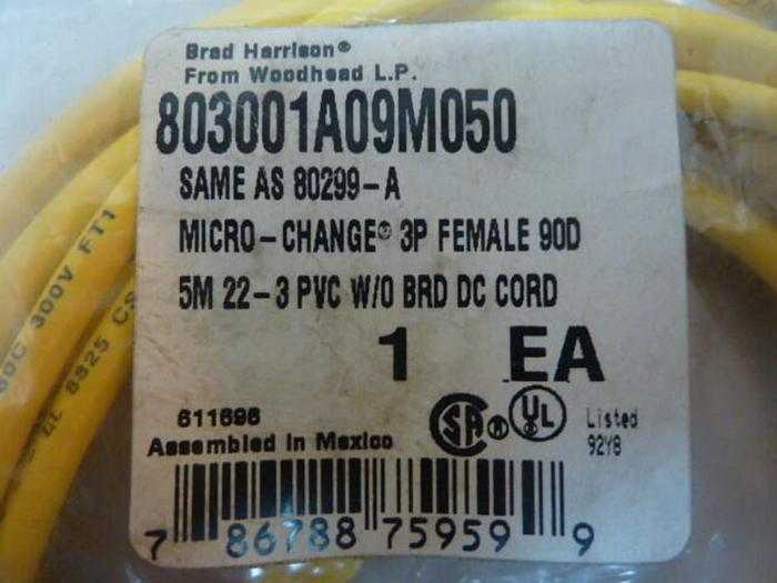 BRAD HARRISON / WOODHEAD Cable 803001A09M050 #32644