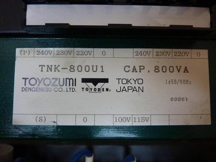 Used TOYOZUMI DENGEN KIKI 0.8 kVA Transformer TNK-800U1 #38333