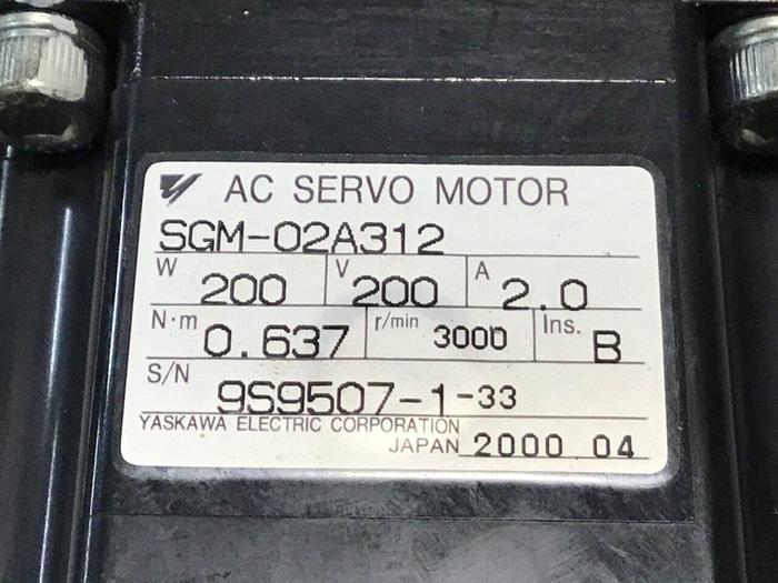 Used YASKAWA AC Servo Motor W/Gearbox SGM-02A312 Used #123476