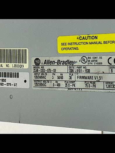 Used ALLEN BRADLEY 2098-DSD-075-SE