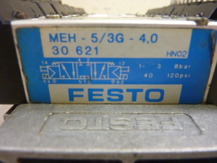Used FESTO Control Block w/ Valves AW-ME-1/8NPT #60117