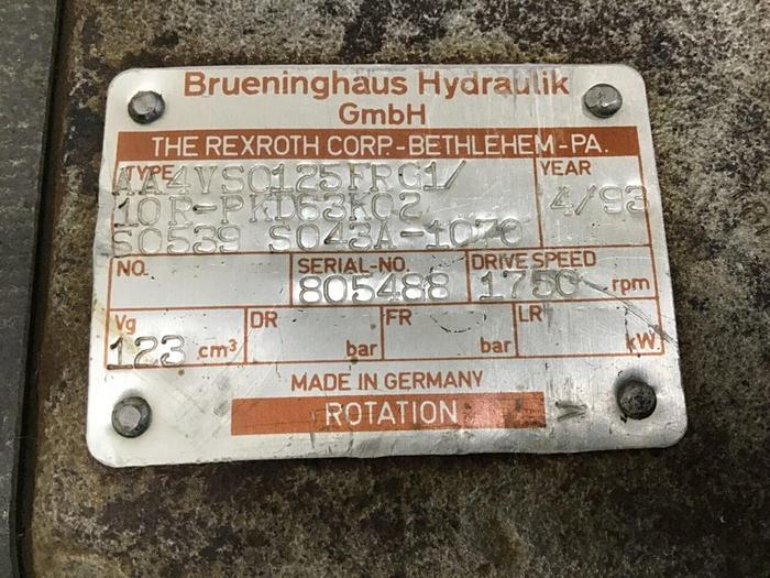 Used BRUENINGHAUS HYDRAULIK Pump AA4VS0125FRG1/10R-PKD63K02 Used