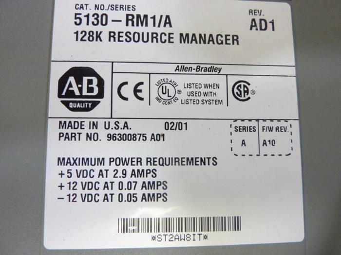 Used ALLEN BRADLEY Resource Manager Module 5130-RM1 Used