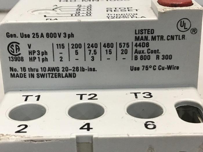 Used ALLEN BRADLEY Motor Starter 140-MN-1000 SER C #119885