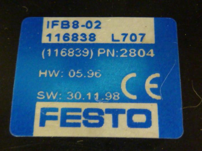 Used FESTO Control Block / Valve Terminal IFB8-02 #52871