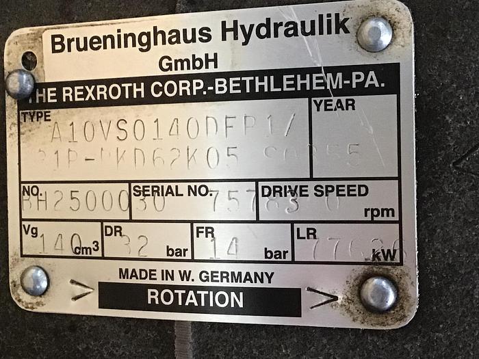Used REXROTH Pump A10VS140DFPI/31P-PKD62K05 S0355 Used #144689