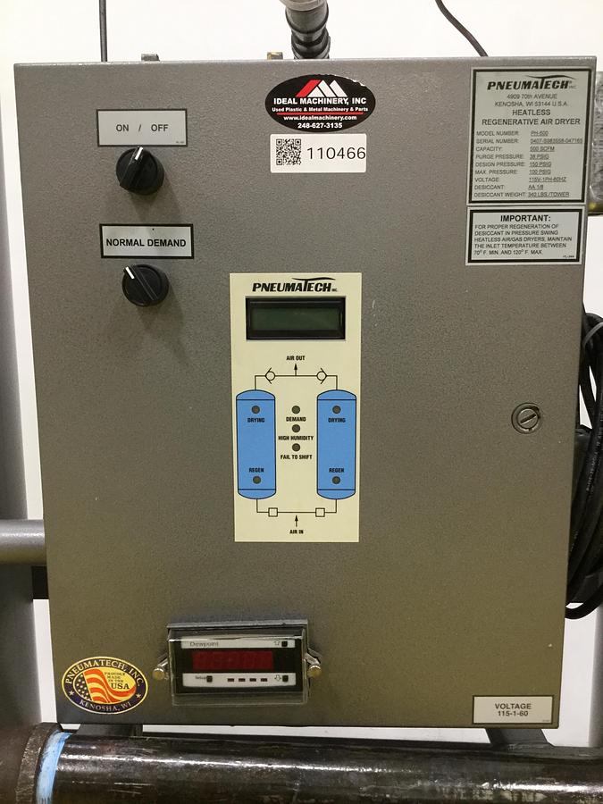 Used PNEUMATECH PH-500 Heatless Regenerative Air Dryer PH-500 Used #110466