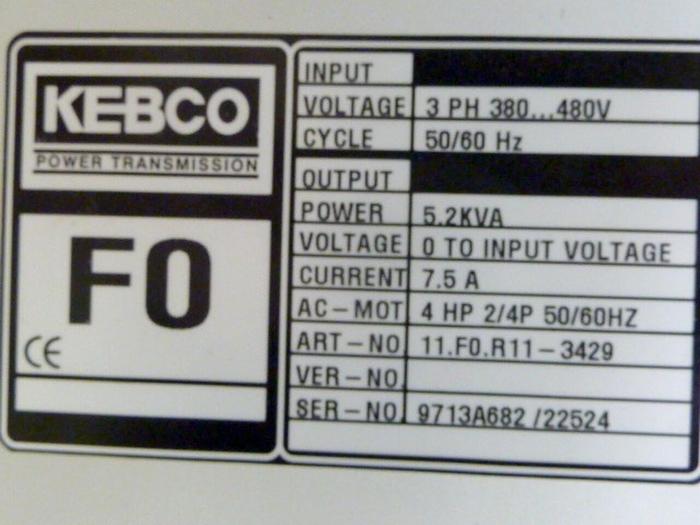 Used KEBCO AC Drive 11.F0.R11-3429 Used