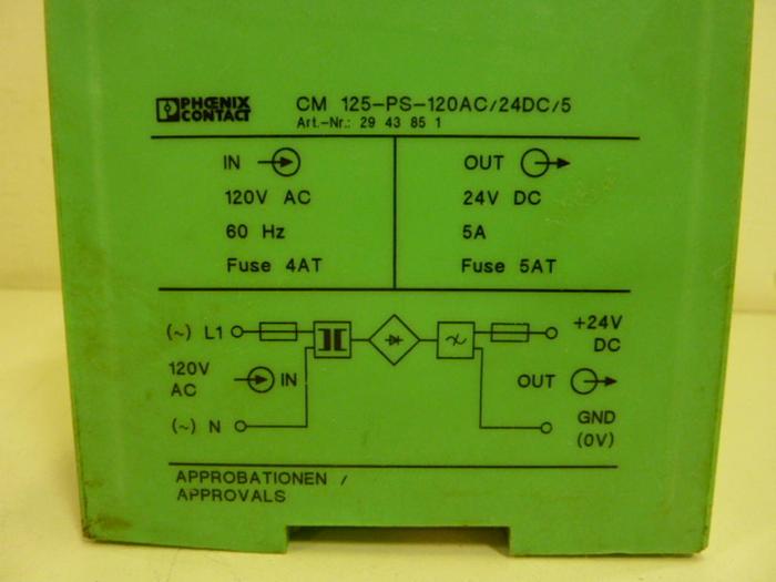 Used PHOENIX CONTACT Power Supply CM125-PS-120AC/24DC/5 #56192