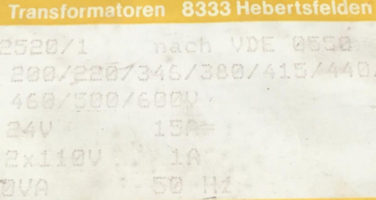 Used SCHMIDBAUER 600 VA Transformer BV025201 USED