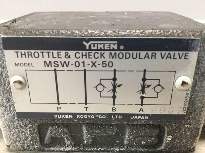 Used YUKEN Throttle & Check Modular Valve MSW-01-X-50 #99497