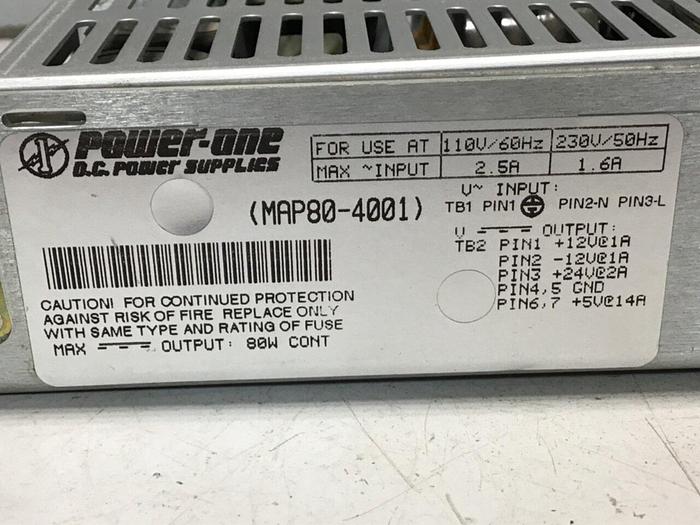 Used POWER ONE Power Supply MAP80-4001 #118335